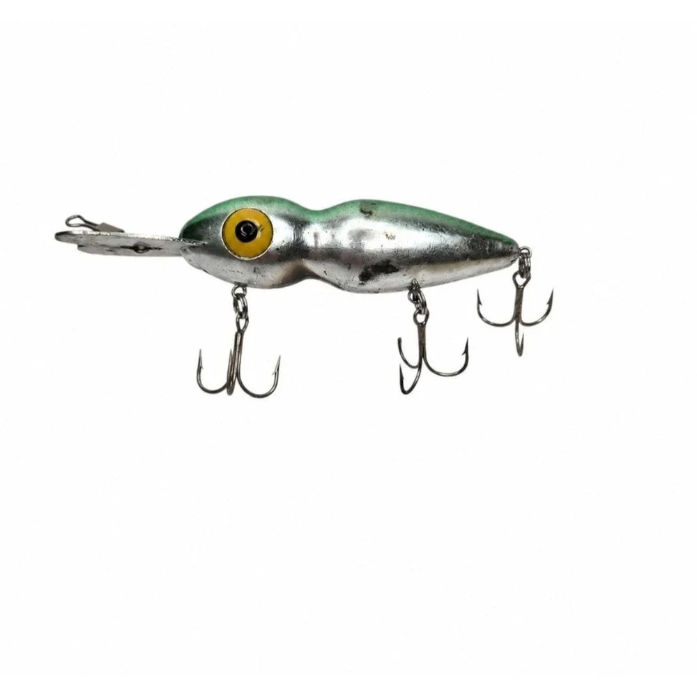 Vintage Rabble Rouser Di-Dapper Rattle Model Fishing Lure Green Silver w/ Box